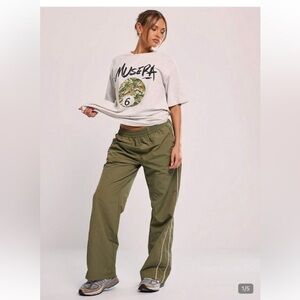 MUSERA Elasticated Waist Contrast Piping Flare Leg Trousers xl